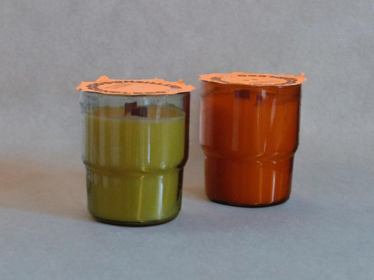Whiff & Sip candle in blue and orange stackable glasses
